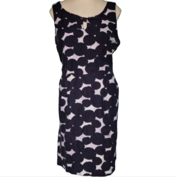 Loft Dress Ann Taylor Navy Circle Sleeveless Women's Woman's Size 14 - Picture 2 of 8